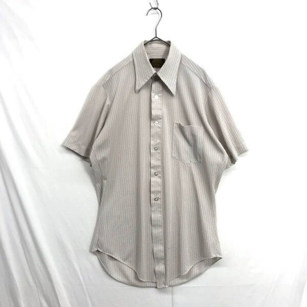 HZ9614★Sears PERMA PREST : ヴィンテージ ニットドレスシャツ★ベージュ系 シアーズ拍卖