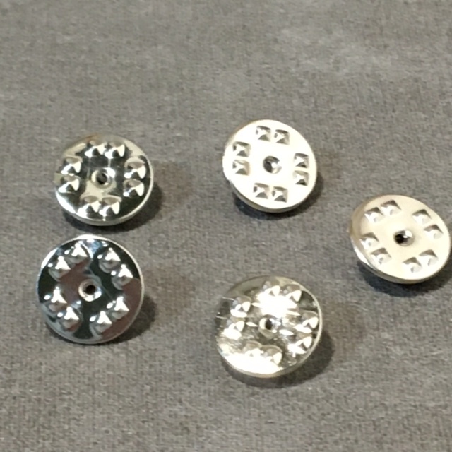 【シルバー】 交換用 ピンバッチ 金具、針無し タックピン バタフライクラッチ バタフライ型留め具 5個セット拍卖