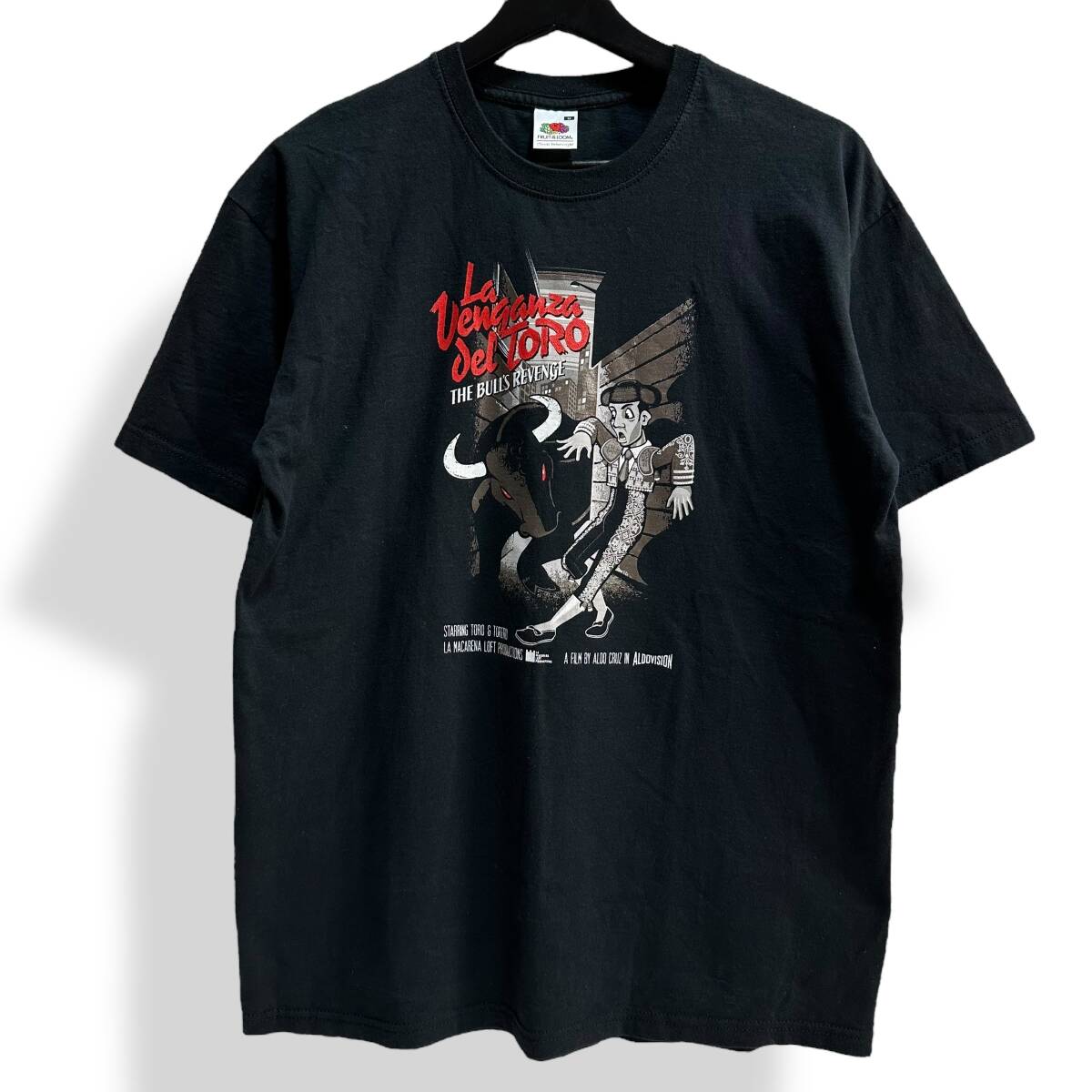 貴重【FRUIT OF THE LOOM】La Venganza Deltoro デルトロ 海外古着 闘牛士 プリントTシャツ マタドール ブラック Mサイズ拍卖