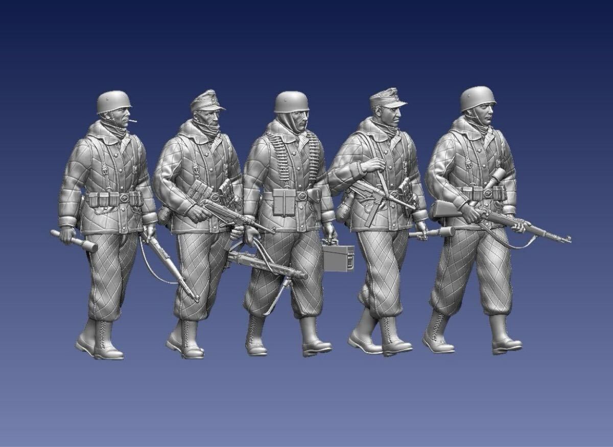 1/48レジンキット 未塗装 WWⅡ ドイツ軍 兵士フィギュア5体 冬季装備【同梱可能】250607拍卖