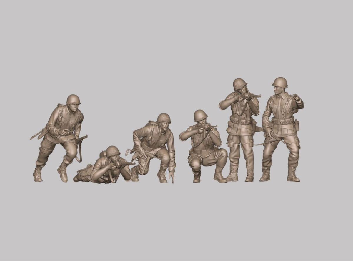 1/35 レジンキット 未塗装 WWⅡ アメリカ軍 兵士フィギュア6体 戦闘 250614拍卖