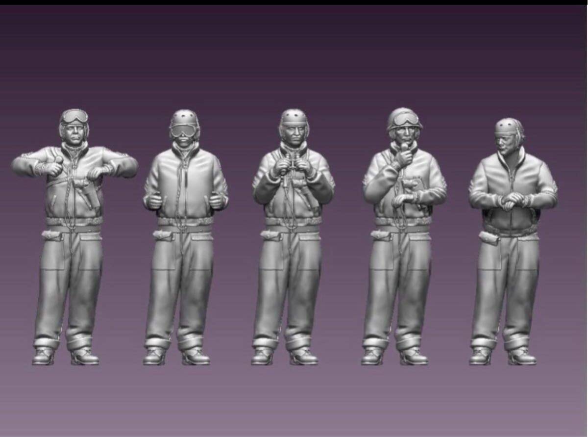 1/72 レジンキット 未塗装 WWⅡ アメリカ軍 戦車兵士フィギュア5体 【同梱可能】拍卖
