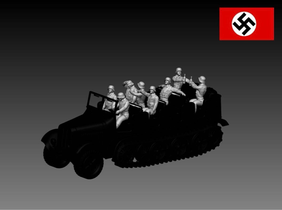 1/48 レジンキット 未塗装 WW2 ドイツ軍 乗車兵士フィギュア 8体 250603拍卖