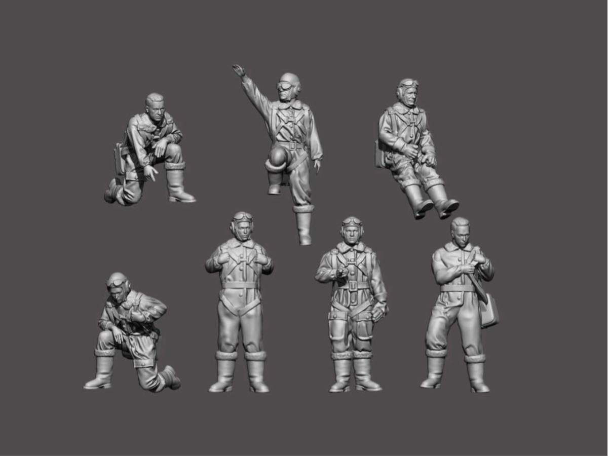 1/144 レジンキット 未塗装 WWⅡ ドイツ国防軍空軍 ルフトヴァッフェ 兵士フィギュア7体 ワールドタンクミュージアム【同梱可】230919拍卖