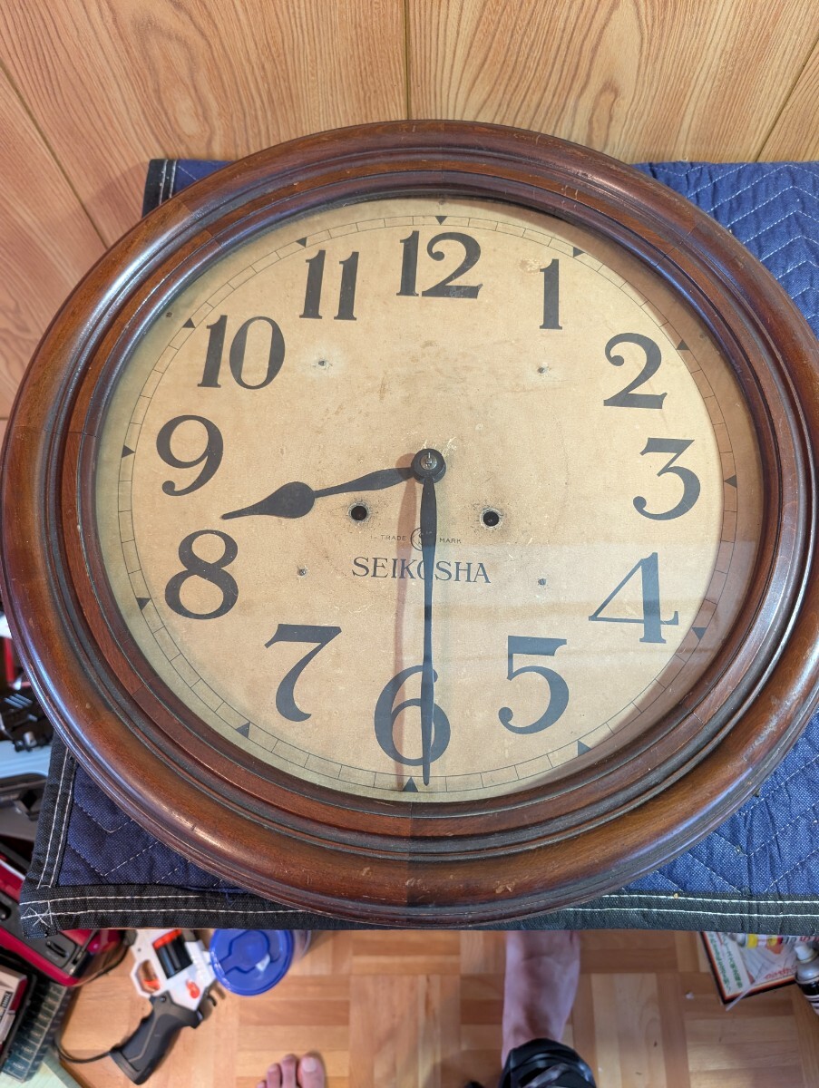 昭和レトロ アンティーク 振り子時計 丸型 柱時計 レトロ 精工舎 修理品 動作確認済み拍卖