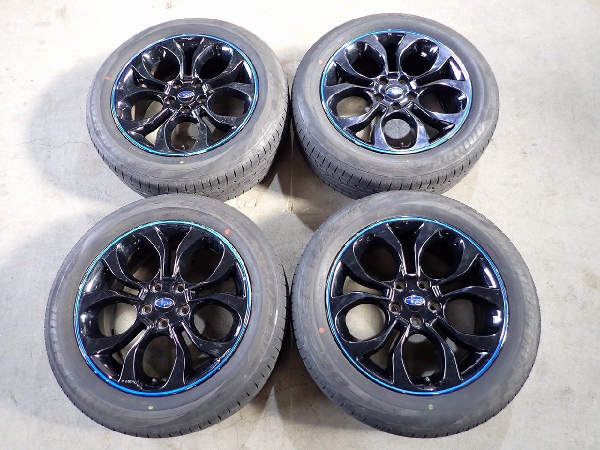 YS18215【送料無料225/55R18】スバル純正 クロストレック SL/SK系フォレスターなどへ 中古夏タイヤ ▼18×7.5J 114.3/5H ET55▼拍卖