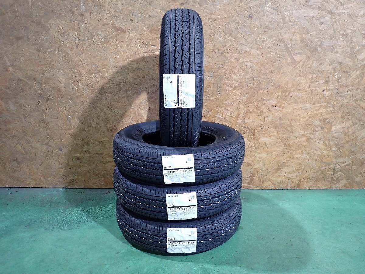 GM6242【送料無料145/80R12 80/78N】4本 ブリヂストン K370 2025年製 未使用品 夏タイヤ ラジアルタイヤ 軽トラ 軽バンなど《即決あり》拍卖