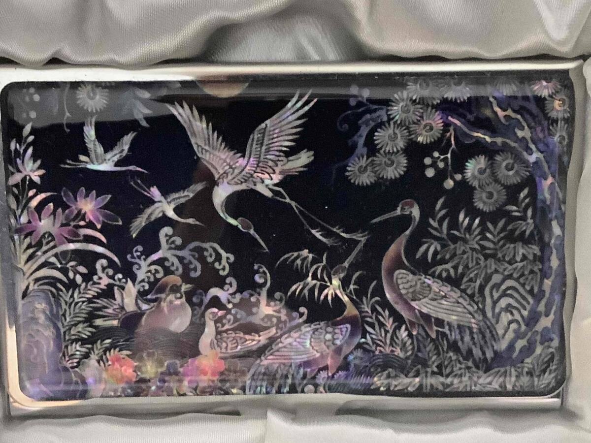 ■韓国 伝統工芸■螺鈿細工 名刺入れ■鶴の群れ■送料無料!■拍卖