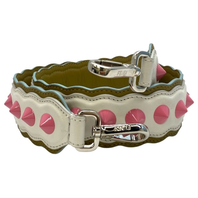 【美品】FENDI フェンディ ストラップユー ロング ショルダーストラップ バッグ用アクセサリー スタッズ レザー マルチカラー拍卖