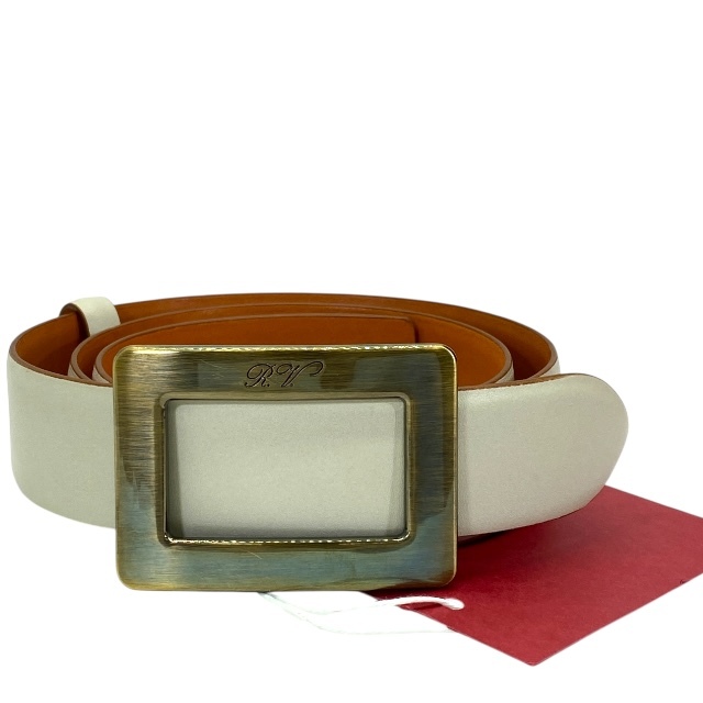 ROGER VIVIER ロジェヴィヴィエ ベルト アクセサリー 小物 レザー ホワイト オレンジ (75サイズ)拍卖