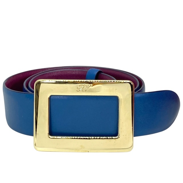 ROGER VIVIER ロジェヴィヴィエ ベルト アクセサリー 小物 レザー ブルー パープル ゴールド金具(70サイズ)拍卖