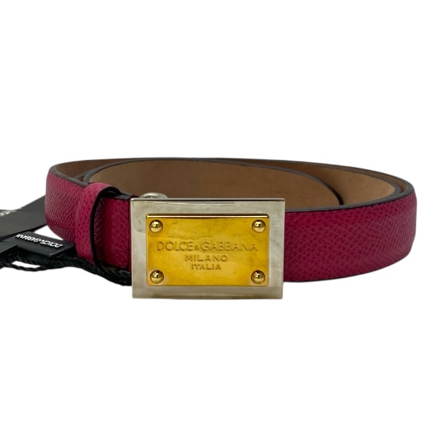 【未使用】DOLCE&GABBANA ドルチェ&ガッバーナ ドルガバ ベルト アクセサリー ロゴプレート 小物 レザー ピンク【サイズ 75】拍卖