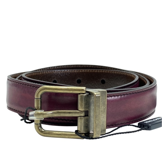 【未使用】DOLCE&GABBANA ドルチェ&ガッバーナ ドルガバ ベルト アクセサリー 小物 レザー パープル系【サイズ 90】拍卖