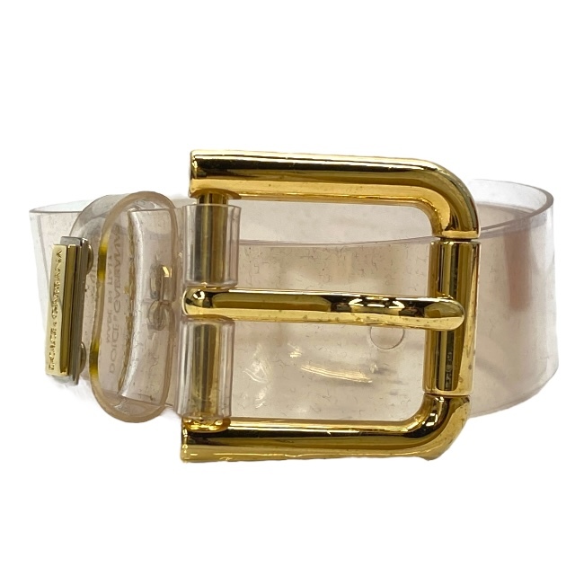 DOLCE&GABBANA ドルチェ&ガッバーナ ドルガバ ベルト アクセサリー 小物 PVC クリア ゴールド金具【サイズ 75/30】拍卖