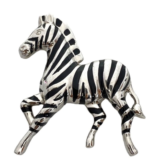 SWAROVSKI スワロフスキー ブローチ ピンブローチ アクセサリー 小物 シマウマモチーフ メタル シルバー ブラック拍卖