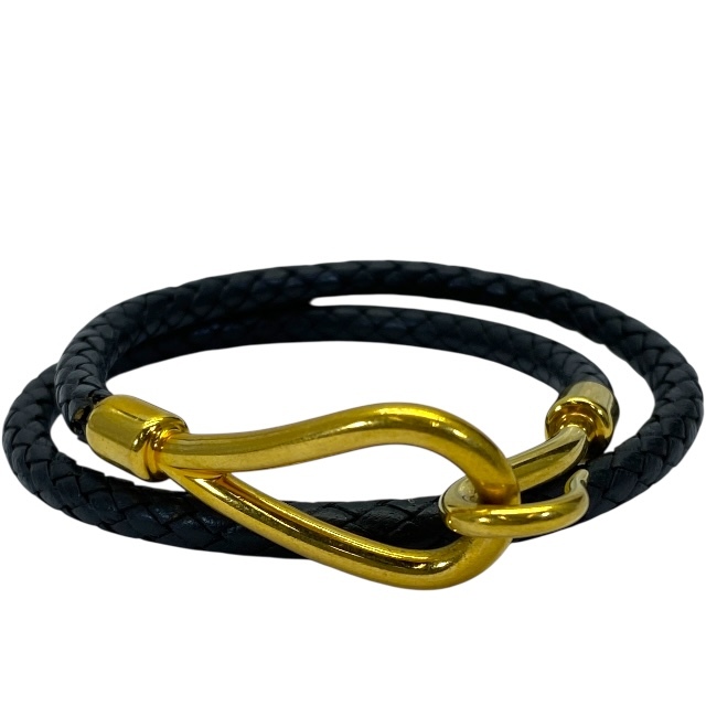HERMES エルメス ブレスレット チョーカー ネックレス ジャンボ レザー メタル ブラック ゴールド拍卖