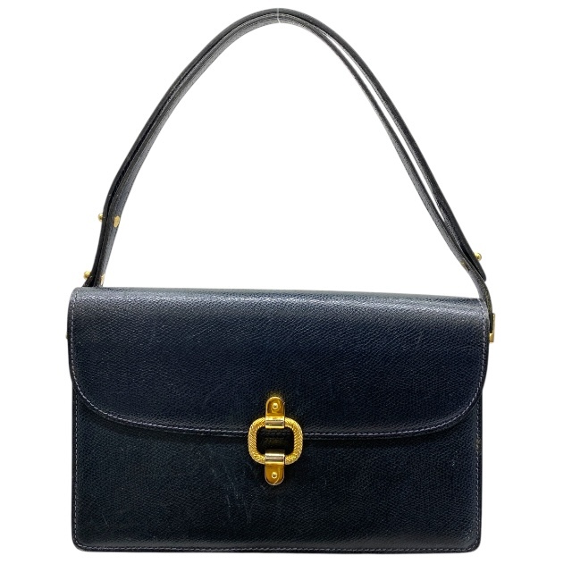 MORABITO モラビト ヴィンテージ ハンドバッグ ワンショルダーバッグ レザー ネイビー ゴールド金具拍卖