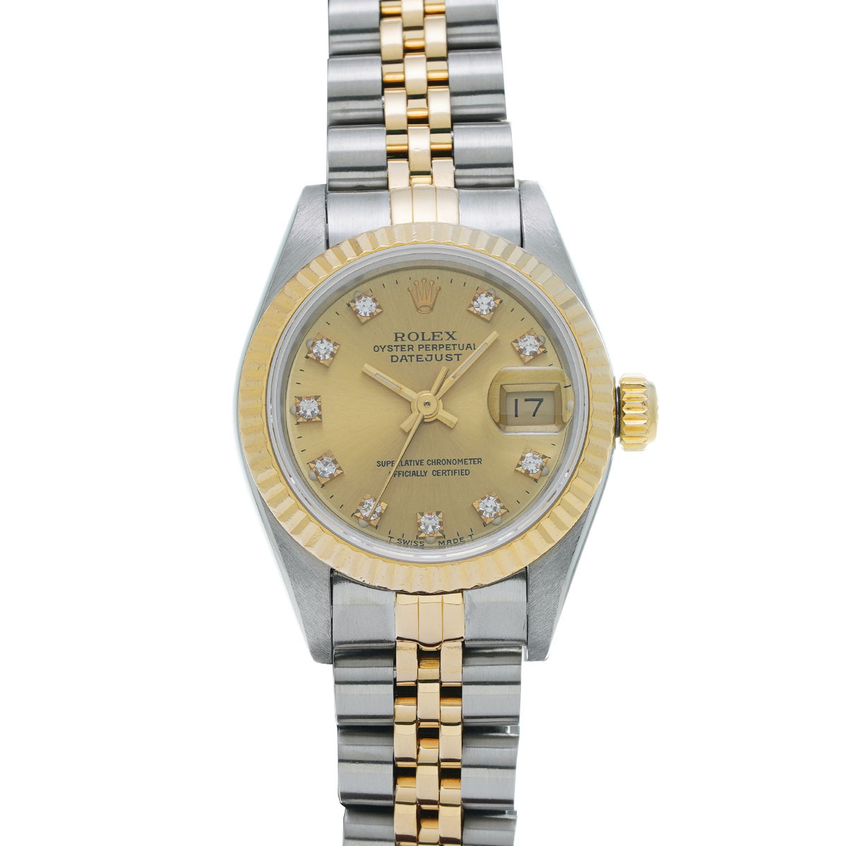 ロレックス デイトジャスト 10Pダイヤ 69173G X番(1991年頃製造) シャンパン/ダイヤモンド レディース 腕時計 自動巻き 中古 銀蔵拍卖