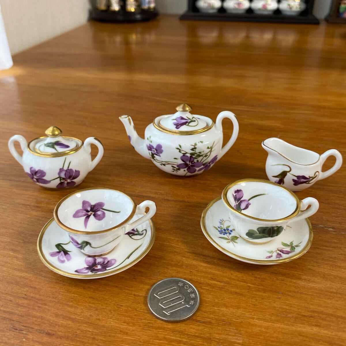 ハマースレイ バイオレット スミレ ミニチュア ティーセット 紫色の花模様 拍卖