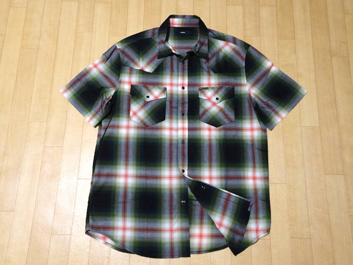 【必見】★DIESEL/ディーゼル/半袖/チェック/シャツ/XL★【TP010】拍卖