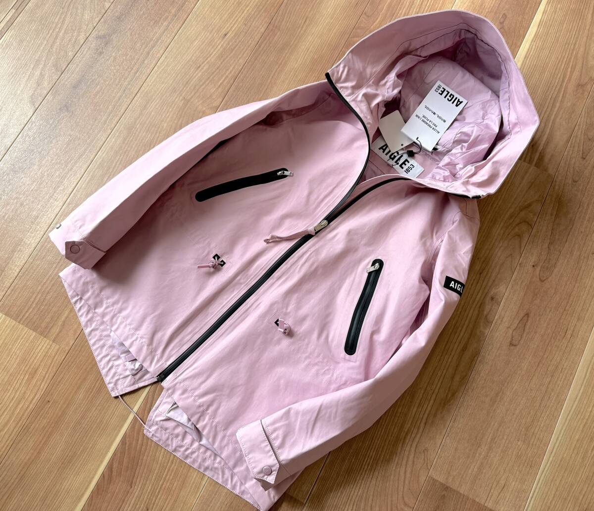 ★4.7万【即決】AIGLE 多機能 防水・防風・透湿 フィッシュテール フーデッド ジャケット ミドル コート ピンク 34 エーグル拍卖