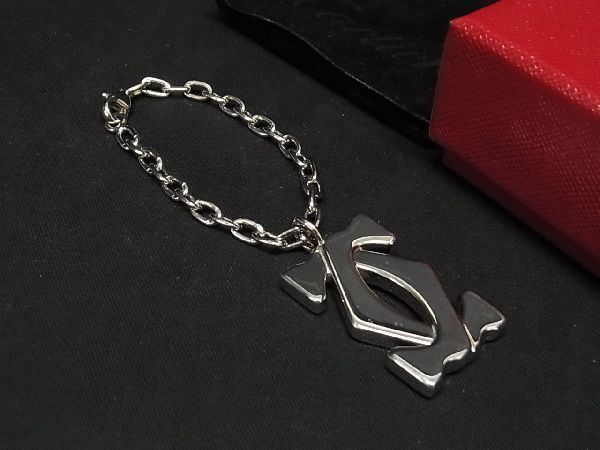■新品■未使用■ Cartier カルティエ 2Cロゴ チャーム キーホルダー キーリング アクセサリー メンズ レディース シルバー系 AF8225拍卖