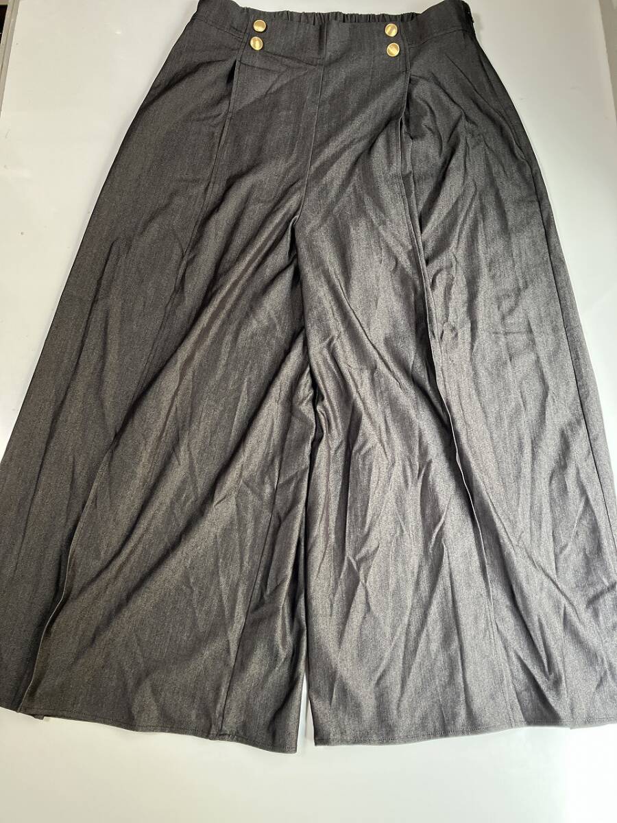 訳あり■大きいサイズ3L■ロングキュロットパンツ■ブラック拍卖