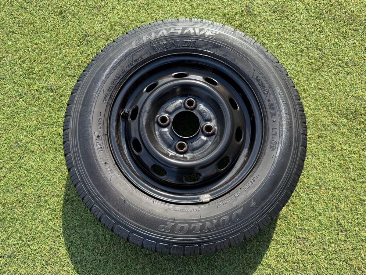 12インチ スチールホイール 鉄チン 12×4B PCD100 4穴 エナセーブ VAN01 2015年製 145R12 1本 応急用等に 【F758-24】拍卖