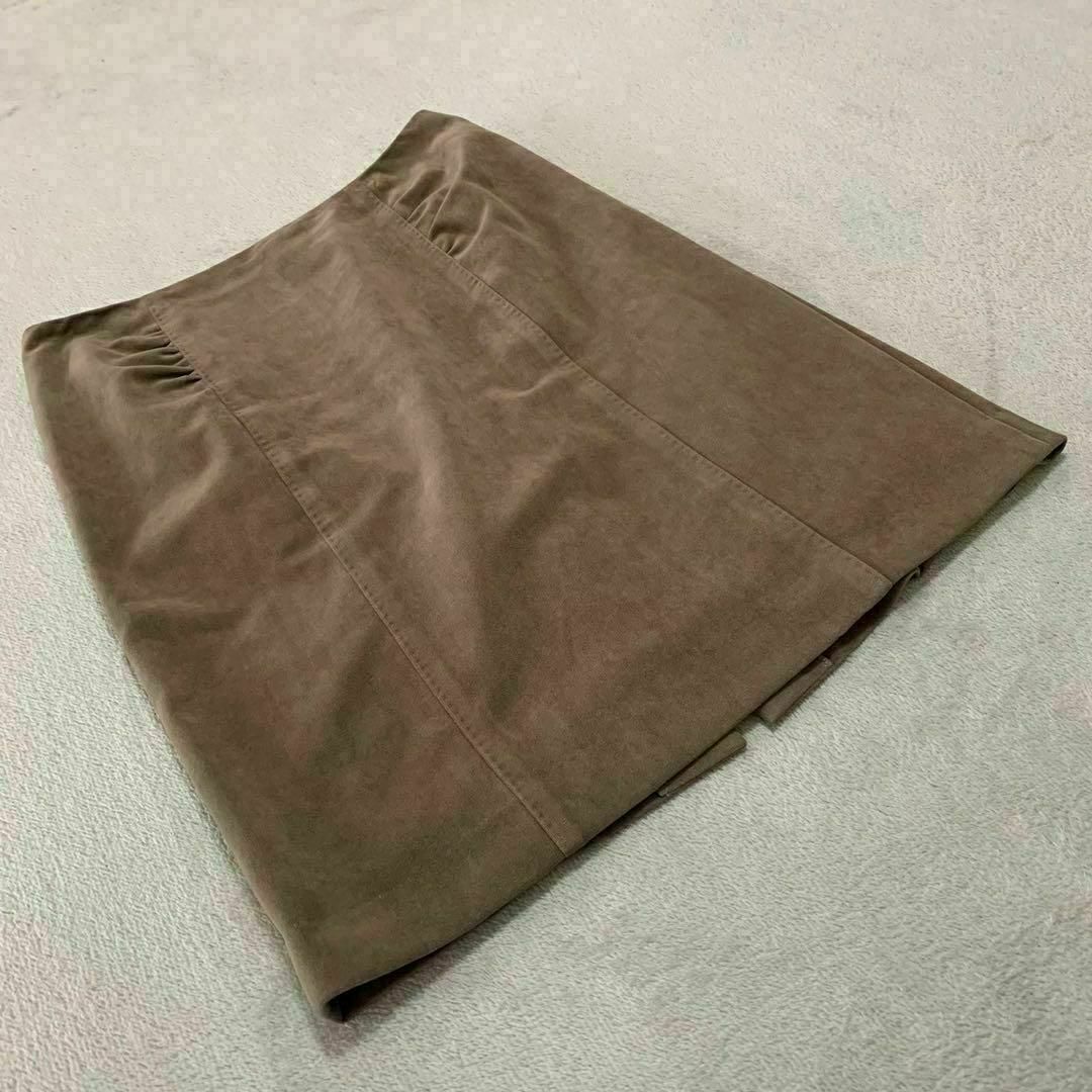 【自由区】ジユウク (38) 日本製 無地 台形スカート ミニ ブラウン系 タイト拍卖