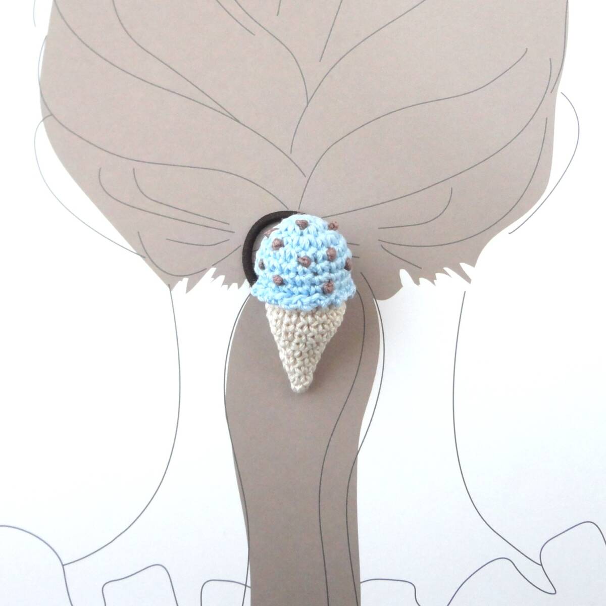 アイスクリームのヘアゴム*チョコミント*チョコチップ*レース編み*ハンドメイド*b823拍卖