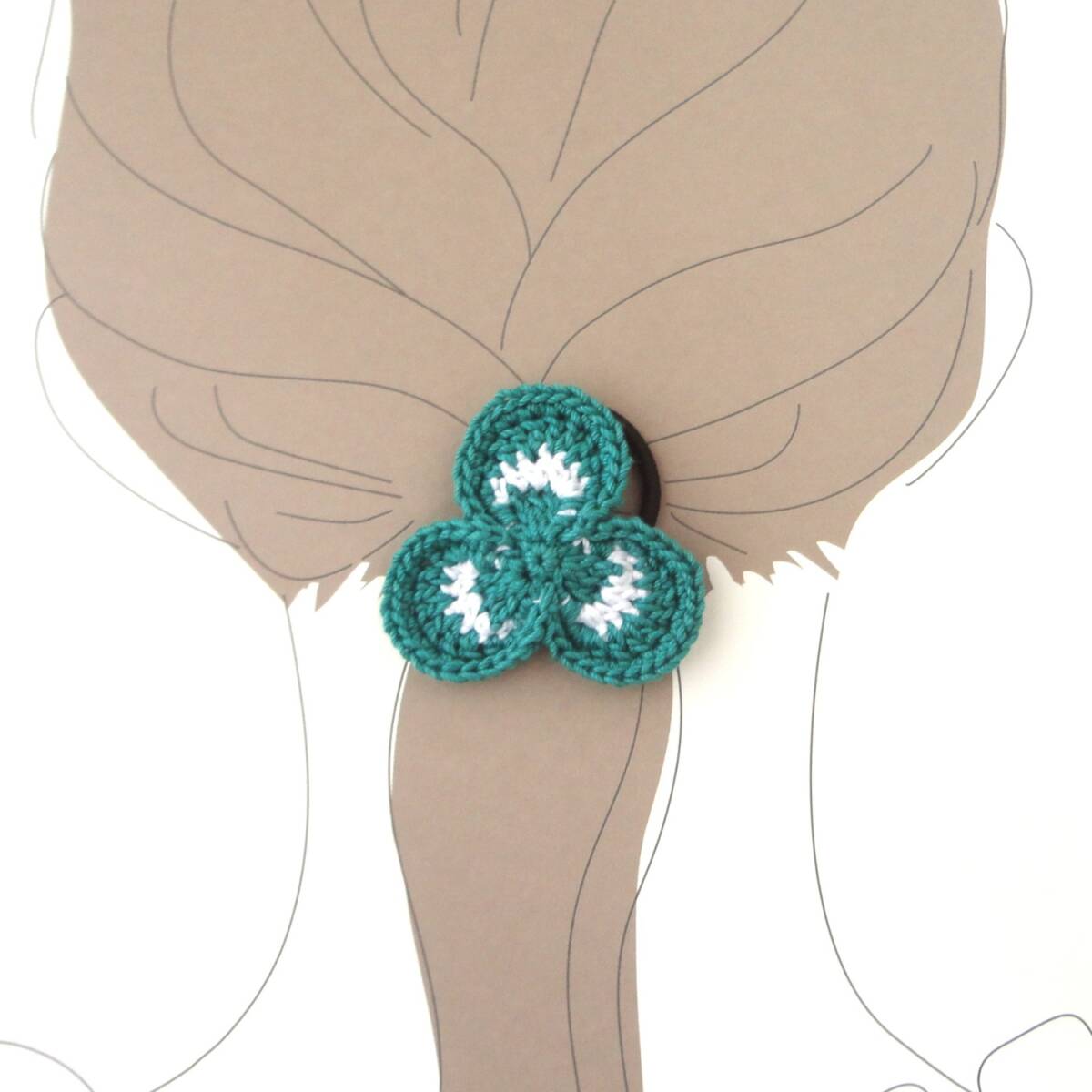 クローバーのヘアゴム*レース編み*ハンドメイド*EGR*三葉*シロツメクサ*b844拍卖