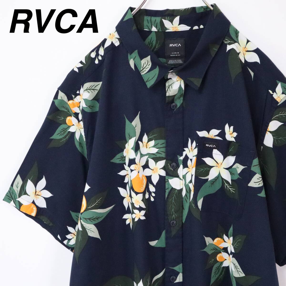 【未使用品】ルーカ 総柄シャツ ボタニカル柄 花柄 みかん 金柑 Lサイズ 新品拍卖