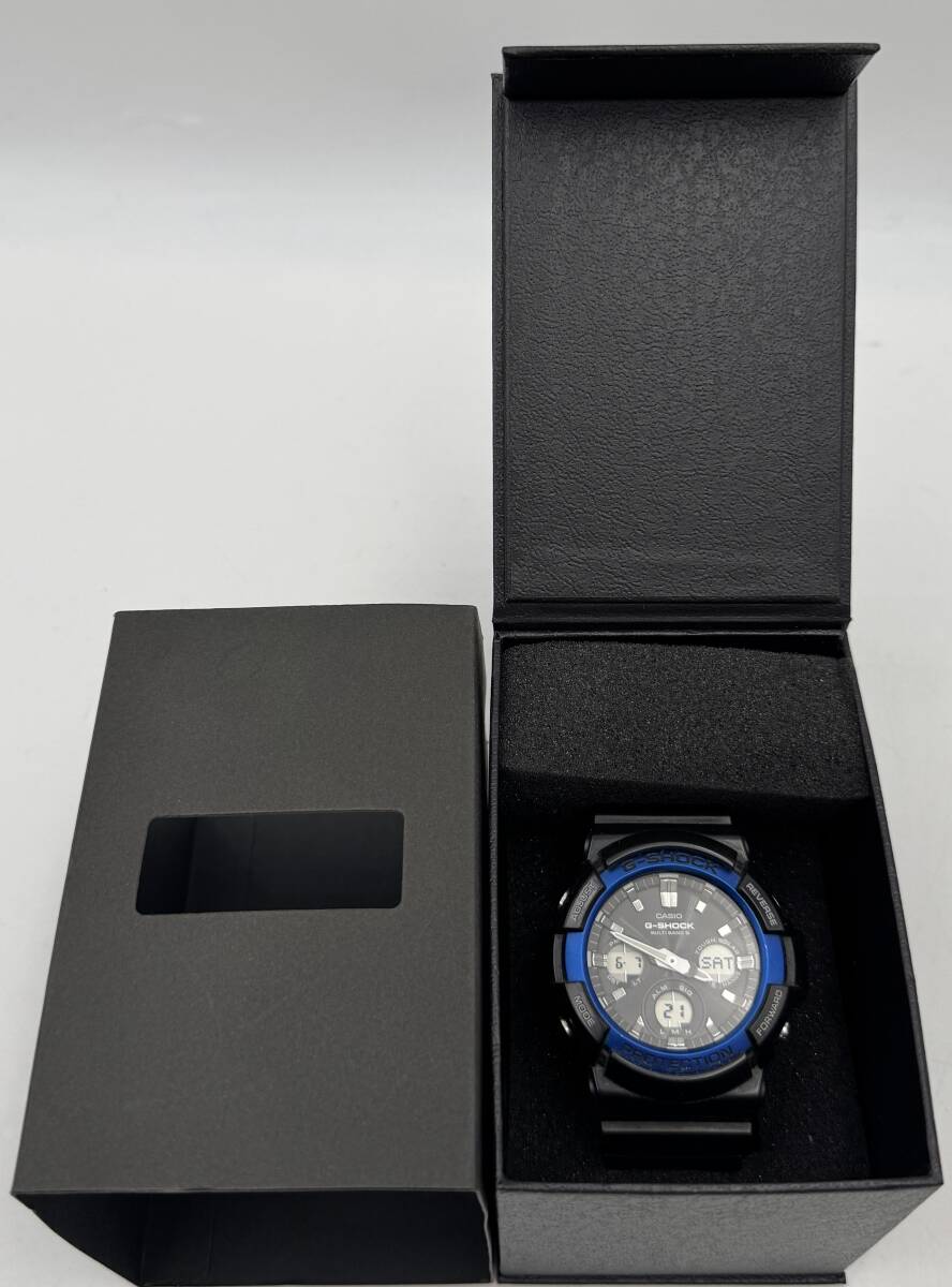 N77 CASIO カシオ G-SHOCK ジーショック GAW-100 SERIES 電波ソーラー 腕時計 GAW-100B 黒 ブラック 青 ブルー拍卖