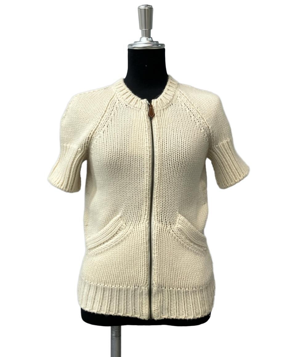 美品 エルメス 半袖ジップアップニット カシミヤ100% ゴルチエ レディース SIZE 34 (XS) HERMES拍卖