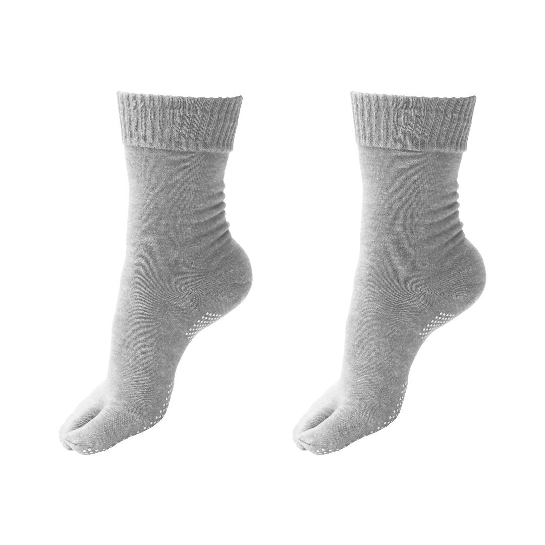 グレー2足セット 口ゴムゆったり 滑り止め 付き 足袋ソックス 22cm~24cm レディース 足袋 靴下 足袋型靴下 日本製拍卖