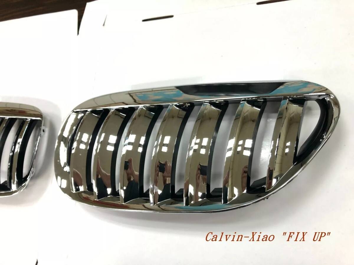 最上級品質▲BMW 6シリーズ E63 E64 M6 フロントグリル クロムメッキ ブラック シングルバー セット ABS製 2004-2010拍卖