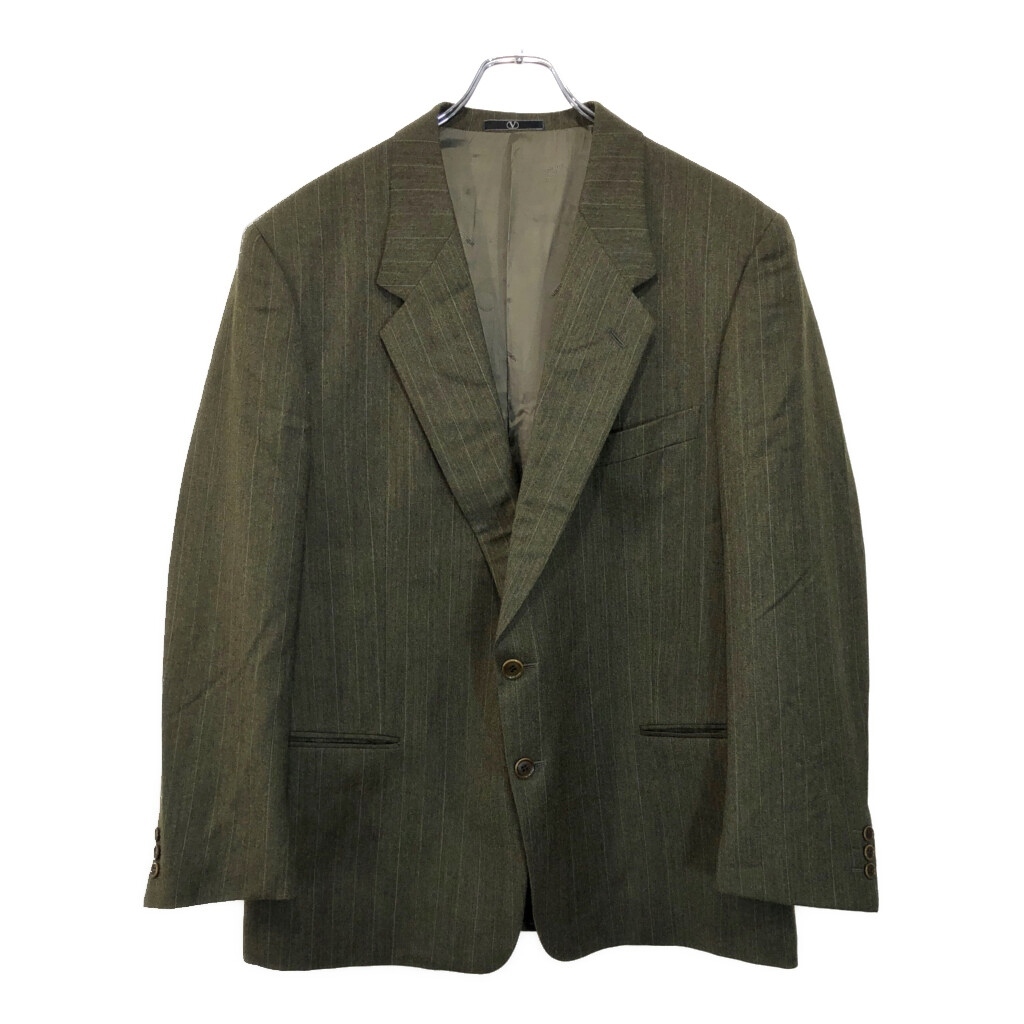 イタリア製 VALENTINO ヴァレンティノ ストライプ テーラードジャケット カーキ(メンズ 56)中古 古着 U4765拍卖