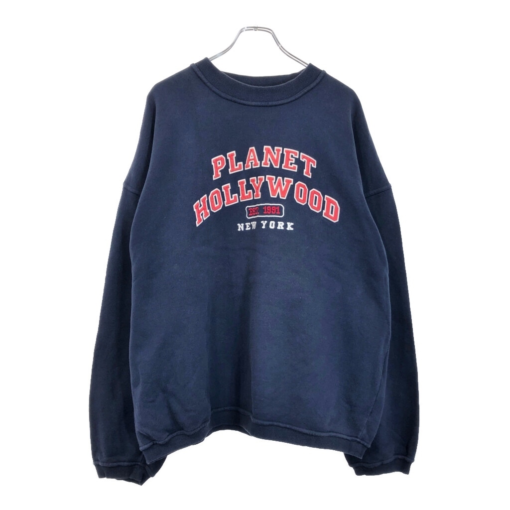 90年代 PLANET HOLLYWOOD プラネットハリウッド スウェット 大きいサイズ 企業ロゴ ネイビー(メンズ XX-LARGE)中古 古着 U5671拍卖