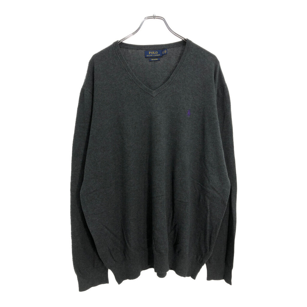 Polo by Ralph Lauren ポロ ラルフローレン ハイゲージ コットン ニット セーター グレー(メンズ L)中古 古着 U5985拍卖