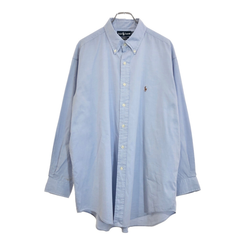 RALPH LAUREN ラルフローレン YARMOUTH ボタンダウン 長袖シャツ 大きいサイズ ライトブルー(メンズ 17 1/2)中古 古着 U6237拍卖