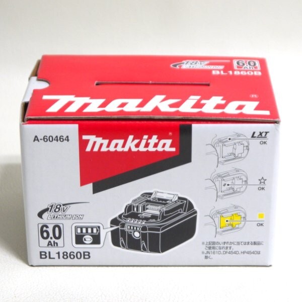 makita マキタ リチウムイオンバッテリー BL1860B A-60464 未使用 18V 6.0Ah 純正 雪マーク付 残容量表示 自己故障診断 ≡DT6147-拍卖