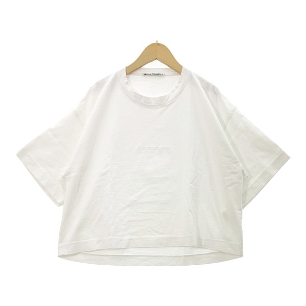ACNE STUDIOS アクネストゥディオズ Cylea Emboss Tee エンボス ロゴ Tシャツ カットソー レディース Sサイズ ホワイト トップス IL15410■拍卖