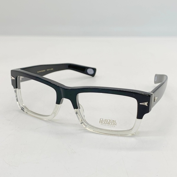 CLAYTON FRANKLIN クレイトンフランクリン 716 メガネフレーム アイウェア 眼鏡 伊達メガネ メンズ ブラック クリア 服飾小物 DF16131■拍卖