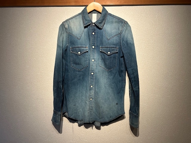 ♪送料無料★ATTACHMENT★デニムシャツ★Denim Snap Button Shirt★アタッチメント★ダメージ加工★KAZUYUKI KUMAGAI★インディゴ★1(S)♪拍卖