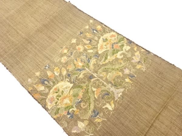 ys7424873; 宗sou 手織り紬花唐草模様織出し名古屋帯【着】拍卖