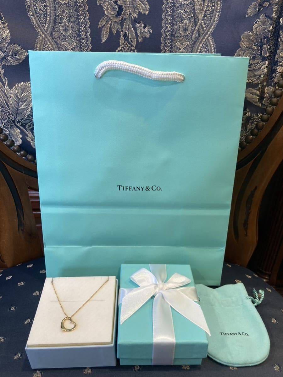 新品 未使用 正規品 ティファニー tiffany&co ネックレス オープンハート k18 750 ゴールド 箱巾着紙袋 プレゼント拍卖