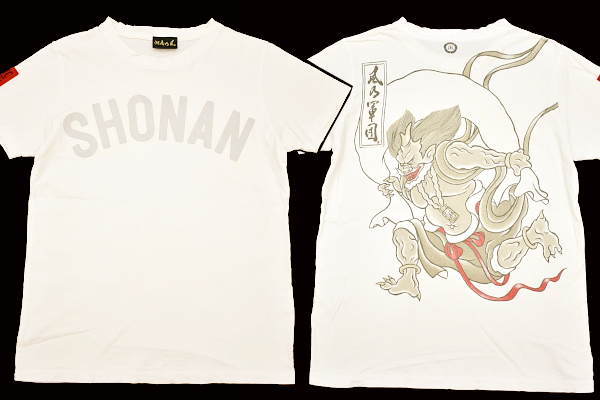 Y-8262★送料無料★湘南乃風 風乃軍団 風神雷神 SHONAN★激レア貴重柄 ホワイト白色 半袖 T-シャツ 男女兼用 S拍卖