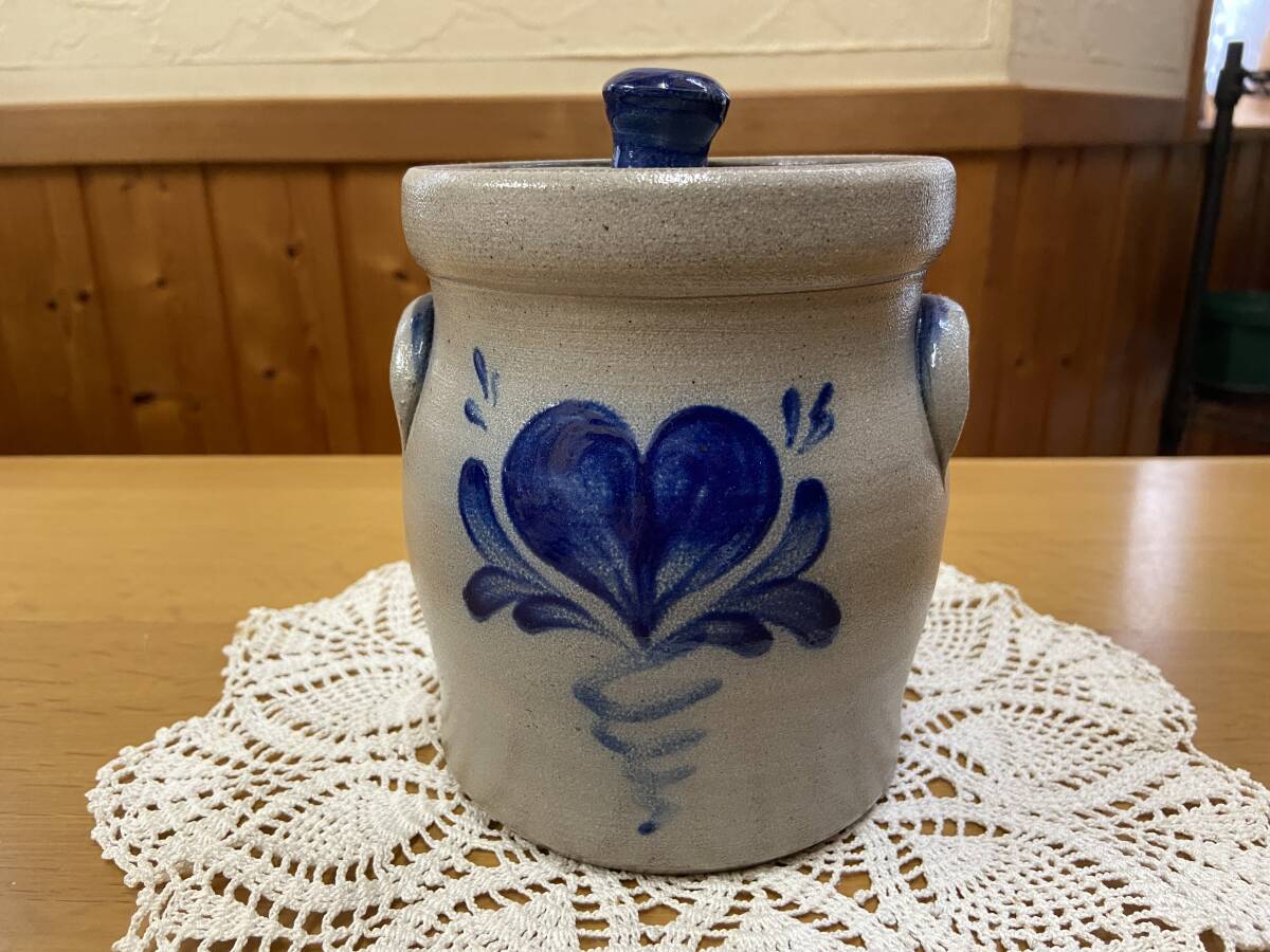 未使用 ROWE POTTERY ローポタリー 蓋つきキャニスター アントステラ レア品 アメリカンカントリー洋食器 AUNT STEELA`S オールド 拍卖