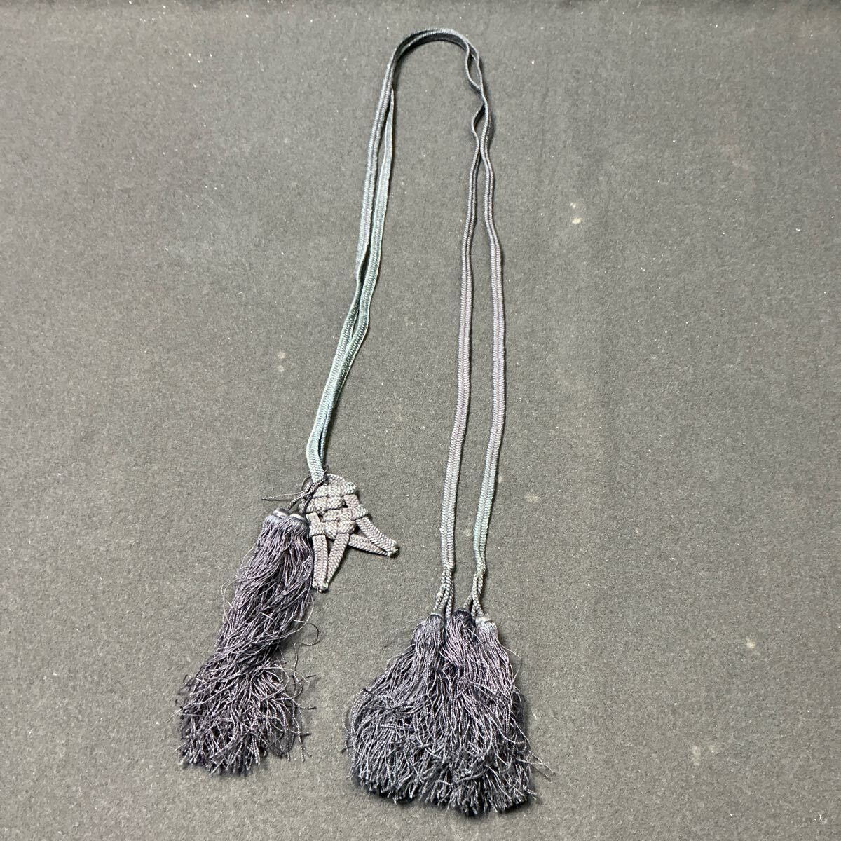 【LLB265】修多羅 袈裟 紐 藍染 114cm 紺色 仏具 法衣 法要 装束 着物 僧侶 社寺 神社 拍卖