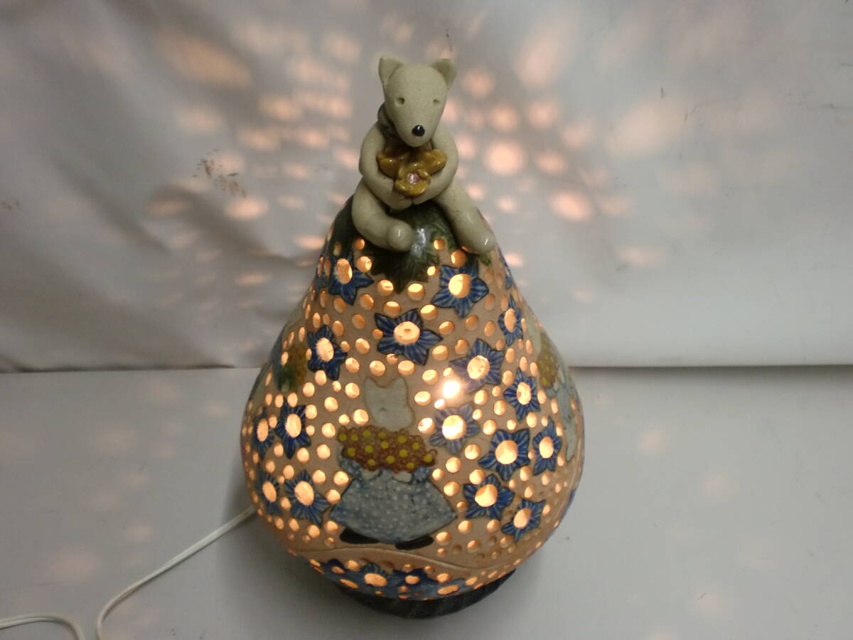 ●陶器 スタンドライト テーブルライト 高さ約34cm※ジャンク■100拍卖